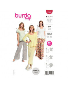 Patron Burda 5908 - Blouses, encolure carré du 34 au 48