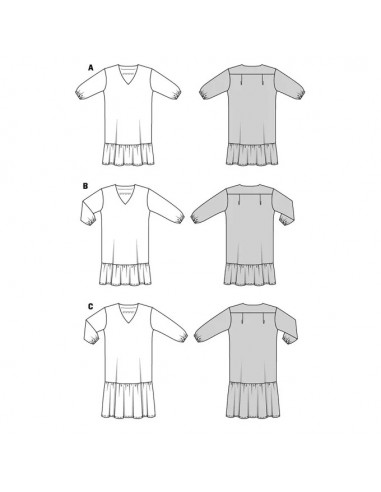 Patron Burda 5907 -  Robes légères, encolure en V du 34 au 48