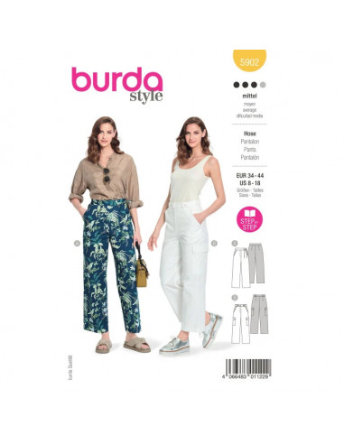 Patron Burda 5902 - Pantalons droits avec des poches du 34 au 44