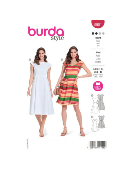 Patron Burda 5901 - Robes romantiques avec touche Vintage du 34 au 44