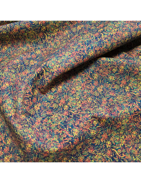 Tissu, Popeline de Coton Voile, Motif Batik, Laize 150 cm, 100% Coton 83g/m²