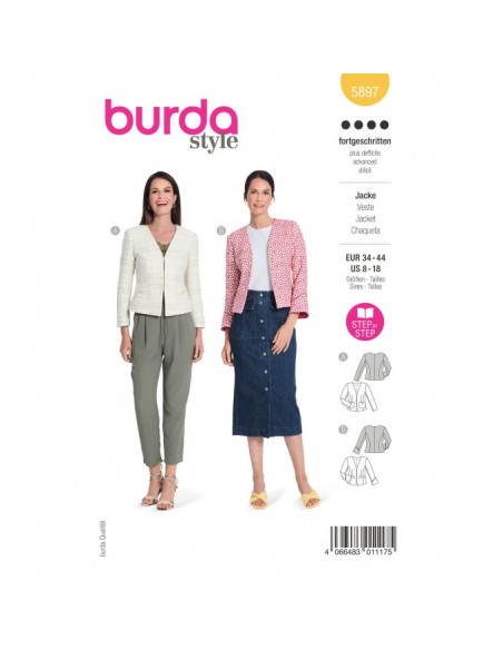 Patron Burda 5897 - Elégantes vestes du 34 au 44