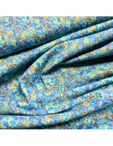 Popeline de coton "voile", impression digitale esprit batik, 60305