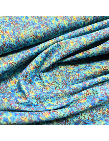 Popeline de coton "voile", impression digitale esprit batik, 60305