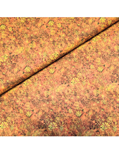 Popeline de coton "voile", impression digitale esprit batik, 60674