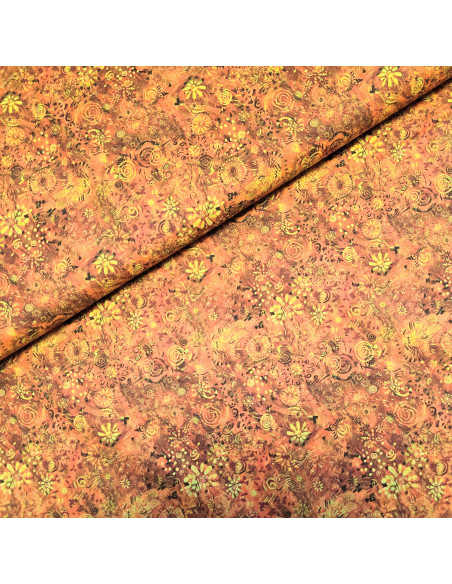 Popeline de coton "voile", impression digitale esprit batik, 60674