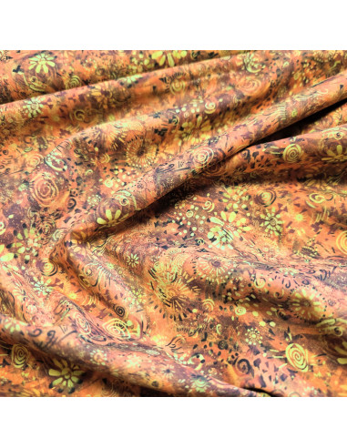 Popeline de coton "voile", impression digitale esprit batik, 60674