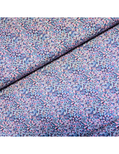 Popeline de coton "voile", impression digitale esprit batik, 61361