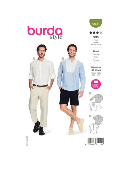 Patron Burda 5895 - Chemise du 46 au 56