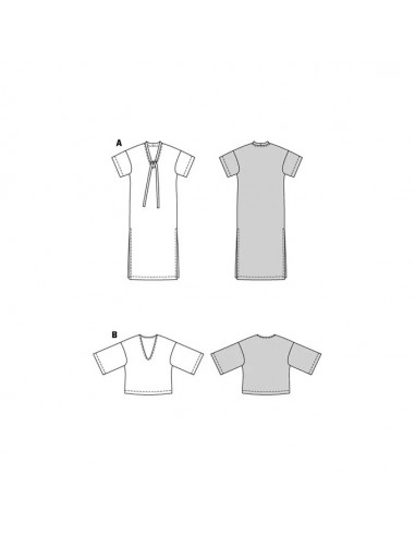 Patron Burda 5893 - Robe et un tee-shirt en tissu mailles du 34 au 44