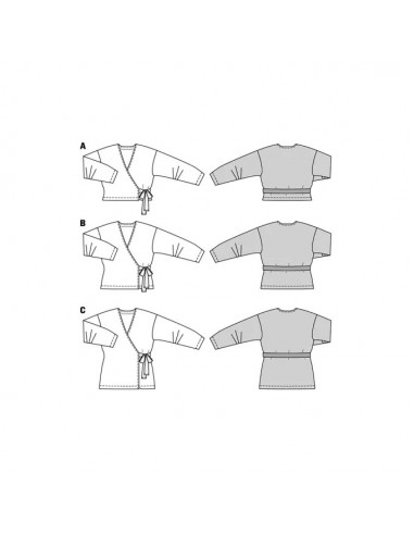 Patron Burda 5892 - Vestes cache-cœur du 34 au 48
