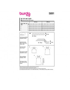Patron Burda 5891 - Top dos-nu du 34 au 48 2