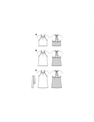 Patron Burda 5891 - Top dos-nu du 34 au 48