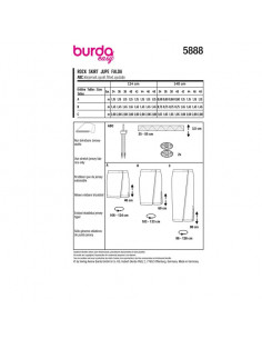 Patron Burda 5888 - Jupe droite avec fente latérale du 34 au 48 2