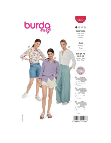 Patron Burda 5887 - Blouse en diverses longueurs du 34 au 48