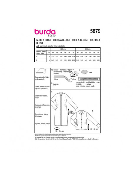Patron Burda 5879-Robe & blouse