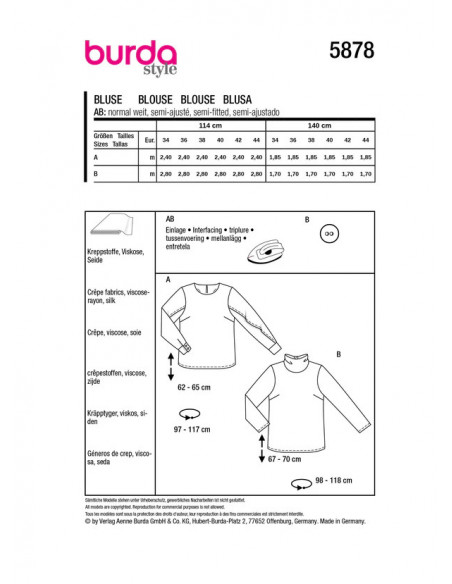 Patron Burda 5878-Blouse