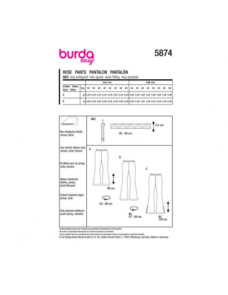 Patron Burda 5874-Pantalon