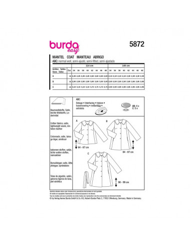 Patron Burda 5872-Manteau