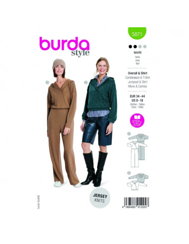 Patron Burda 5871-Combinaison & T-shirt