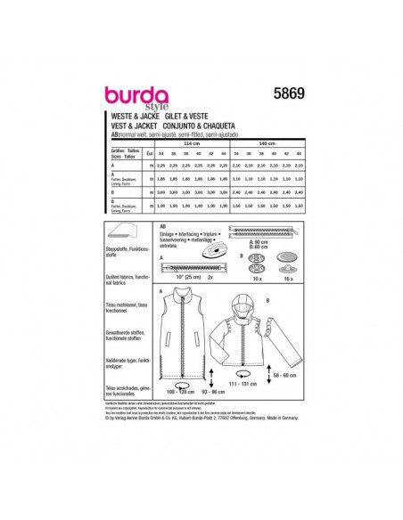 Patron Burda 5869-Gilet & veste