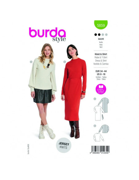 Patron Burda 5859-Robe & tee-shirt