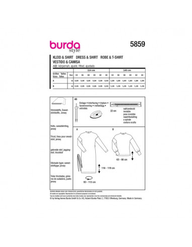 Patron Burda 5859-Robe & tee-shirt