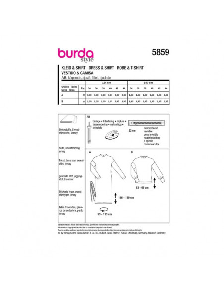 Patron Burda 5859-Robe & tee-shirt