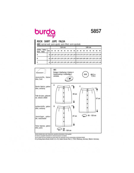 Patron Burda 5857-Jupe