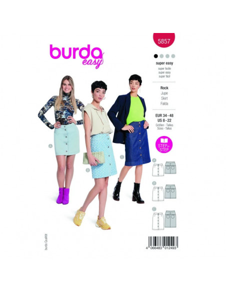 Patron Burda 5857-Jupe