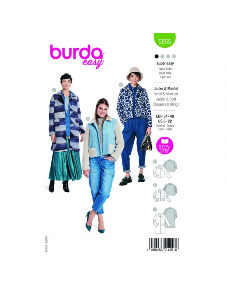 Patron Burda 5855-Veste & manteau