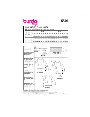 Patron Burda 5849-Blouse