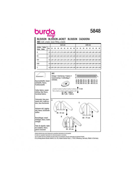 Patron Burda 5848-Blouson