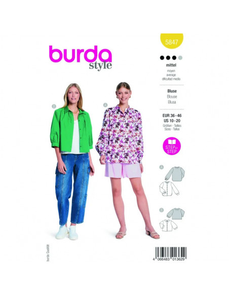 Patron Burda 5847 - Chemisiers du 36 au 46 FR