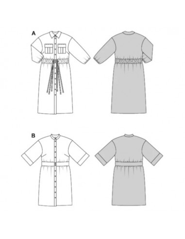 Patron Burda 5845 - Robe boutonnées du 36 au 46 FR