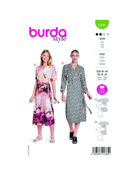 Patron Burda 5844 - Robe portefeuille du 36 au 48 FR