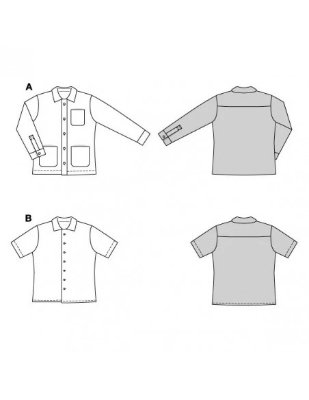 Patron Burda 5842 - Chemises pour hommes du 48 au 58 FR