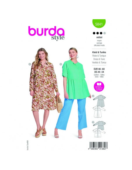 Patron Burda 5841 - Robe printanniere du 46 au 60 FR