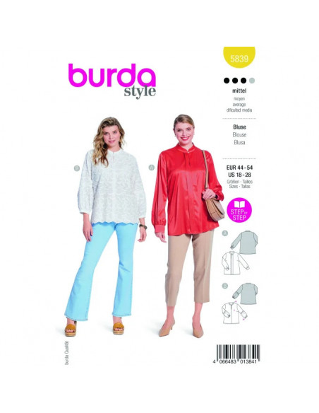 Patron Burda 5839 - Chemisier burda easy du 44 au 54 FR