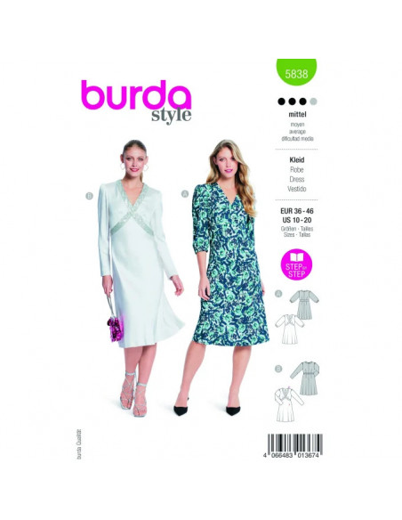 Patron Burda 5838 - Robe de rêve du 36 au 46 FR