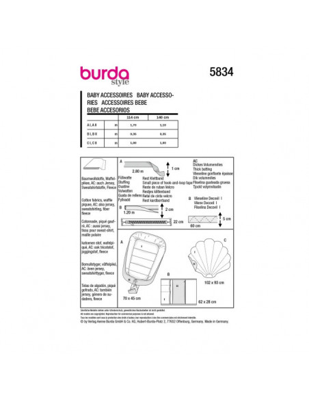 Patron Burda 5834-Accessoires bébé