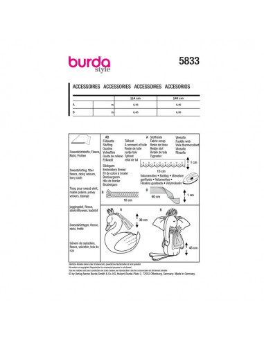 Patron Burda 5833-Animaux en peluche