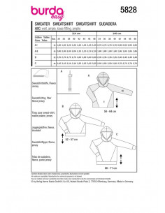 Patron Burda 5828 - T-shirt universitaire du 34 au 48 FR 2