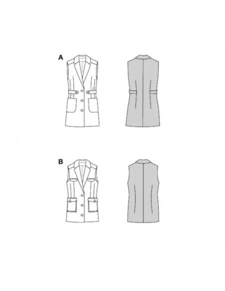 Patron Burda 5827 - Gilet a revers allongé du 36 au 46 FR