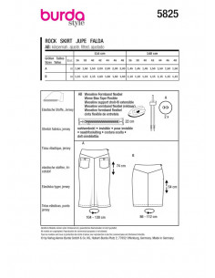 Patron Burda 5825 - Jupe longueur genou du 36 au 48 FR 2