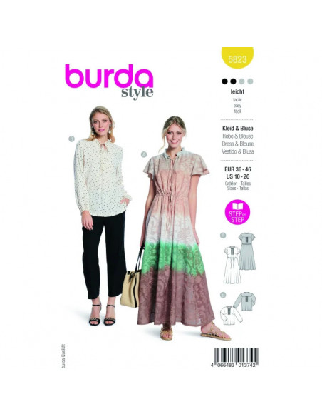 Patron Burda 5823 - Maxi- robe du 36 au 46 FR