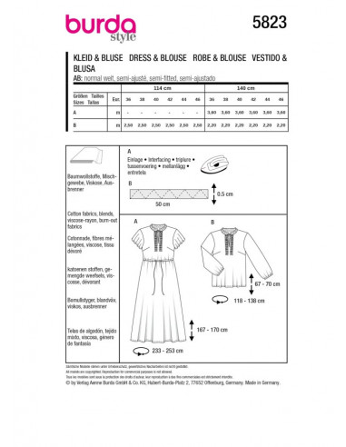 Patron Burda 5823 - Maxi- robe du 36 au 46 FR