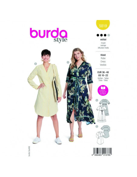 Patron Burda 5819 - Robe portefeuille du 36 au 48 FR