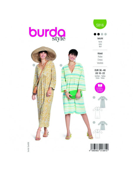Patron Burda 5816 - Maxi robe d'été du 36 au 48 FR