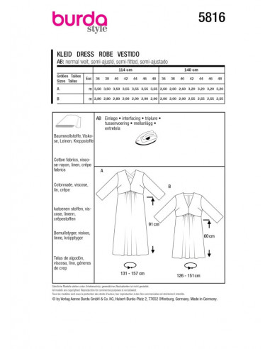 Patron Burda 5816 - Maxi robe d'été du 36 au 48 FR